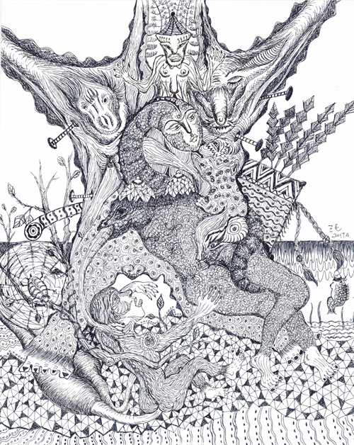 《远古》系列1 55X40cm 纸本2017
